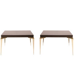 Colette Brass Occasional Tables in Ebony by Montage, Pair