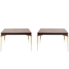 Colette Brass Occasional Tables in Ebony by Montage, Pair