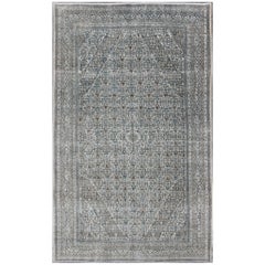 Antique Persian Bibikabad Hamadan Carpet with Steal Blue, Charcoal and Brown 