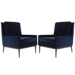 Paul McCobb for Directional Lounge Chairs in Blue Velvet, Model 1312