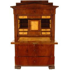 Biedermeier Period Secretary, circa 1830, North Germany, Mahogany Veneered