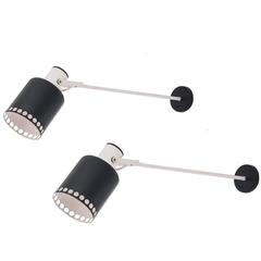 Pair of Articulated Arm, 1950 Metal French Sconces 8
