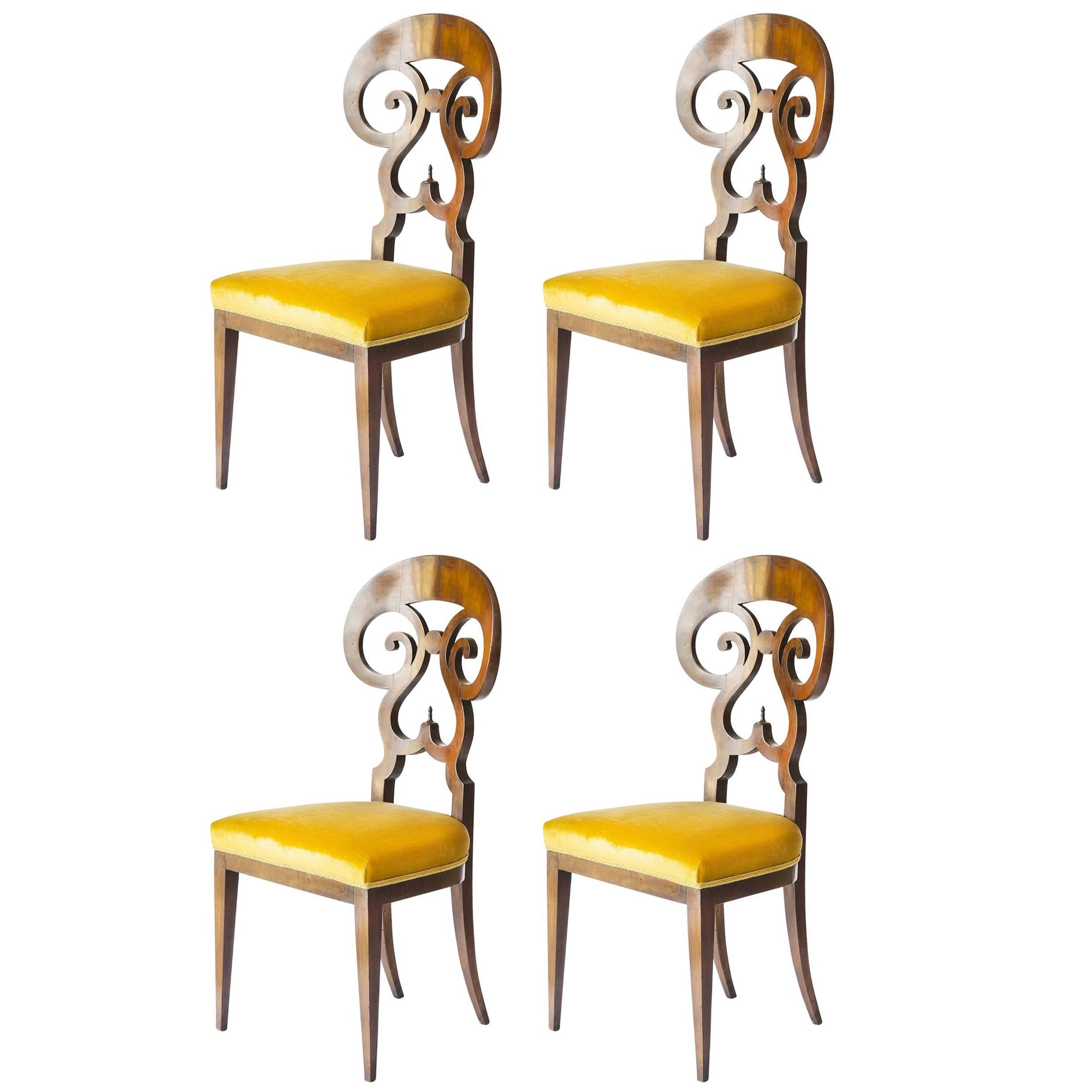 Set of 4 Seats Biedermeier Style