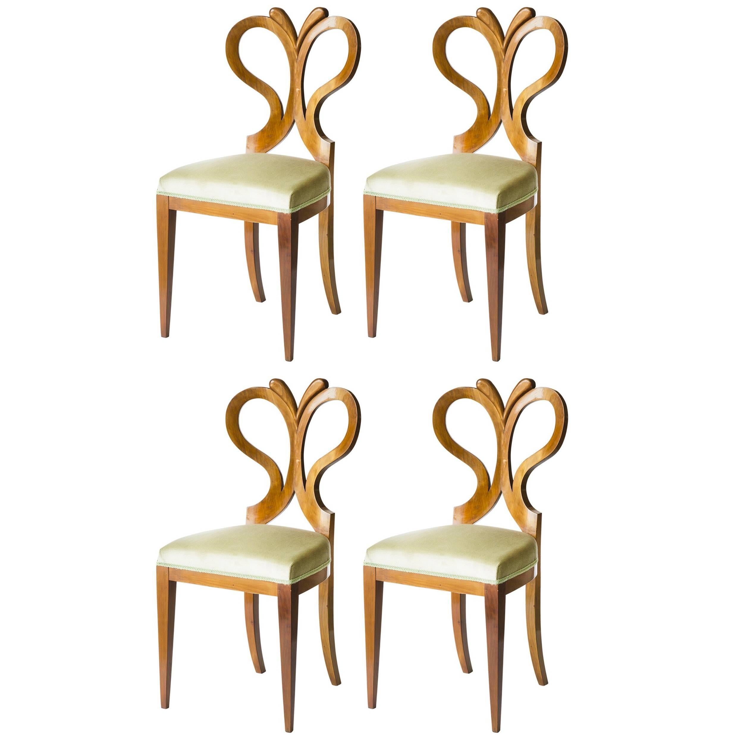 Set of 4 Seats Biedermeier Style Tulip