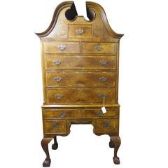 19th Century Queen Anne Revival Burr Walnut Highboy 2