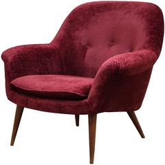 Vintage Pair of Burgundy Armchairs Italian, 1950s
