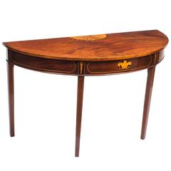 19th Century George III Inlaid Flame Mahogany Console Table