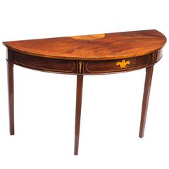 Antique George III Inlaid Flame Mahogany Console Table, circa 1800 8