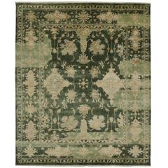 Contemporary Green Oushak Style Rug with Modern Traditional Style 11