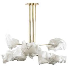 Customizable Paper Chandelier Handcrafted in Brass, Plastic Film and Aluminium 1