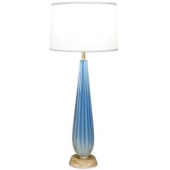Seguso Blue Channelled Glass Table Lamp, 1950s 11