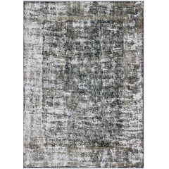 Distressed Vintage Persian Rug with Modern Design in Shades of Taupe and Blue