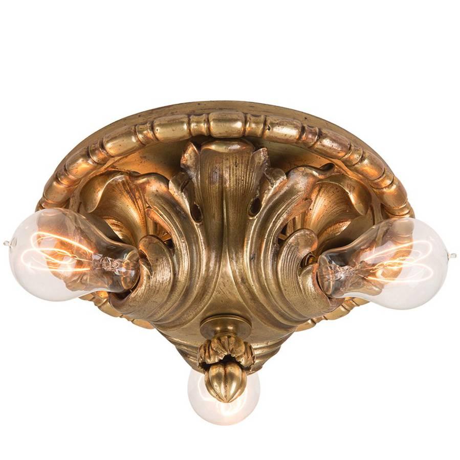 Cast Brass Acanthus Leaf Flush with Aged Finish by Caldwell, circa 1905 For Sale