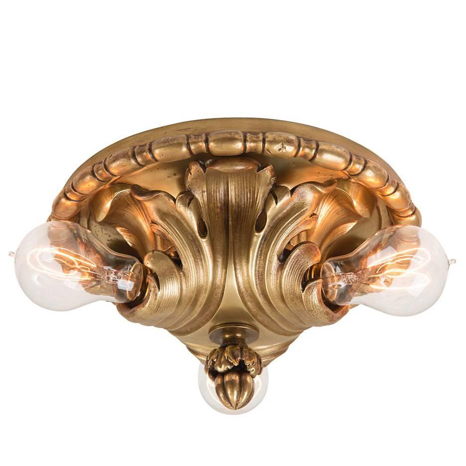 Cast Brass Acanthus Leaf Flush by E.F. Caldwell, circa 1905 For Sale