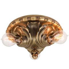 Antique Cast Brass Acanthus Leaf Flush with Dark Patina by Caldwell, circa 1905