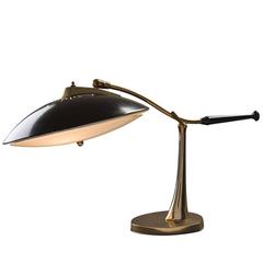 Black and Brass Mid-Century Cantilever Lamp, circa 1950s