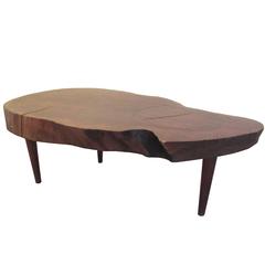 Tree Trunk Slab Tripod Coffee Table in the Style of Nakashima