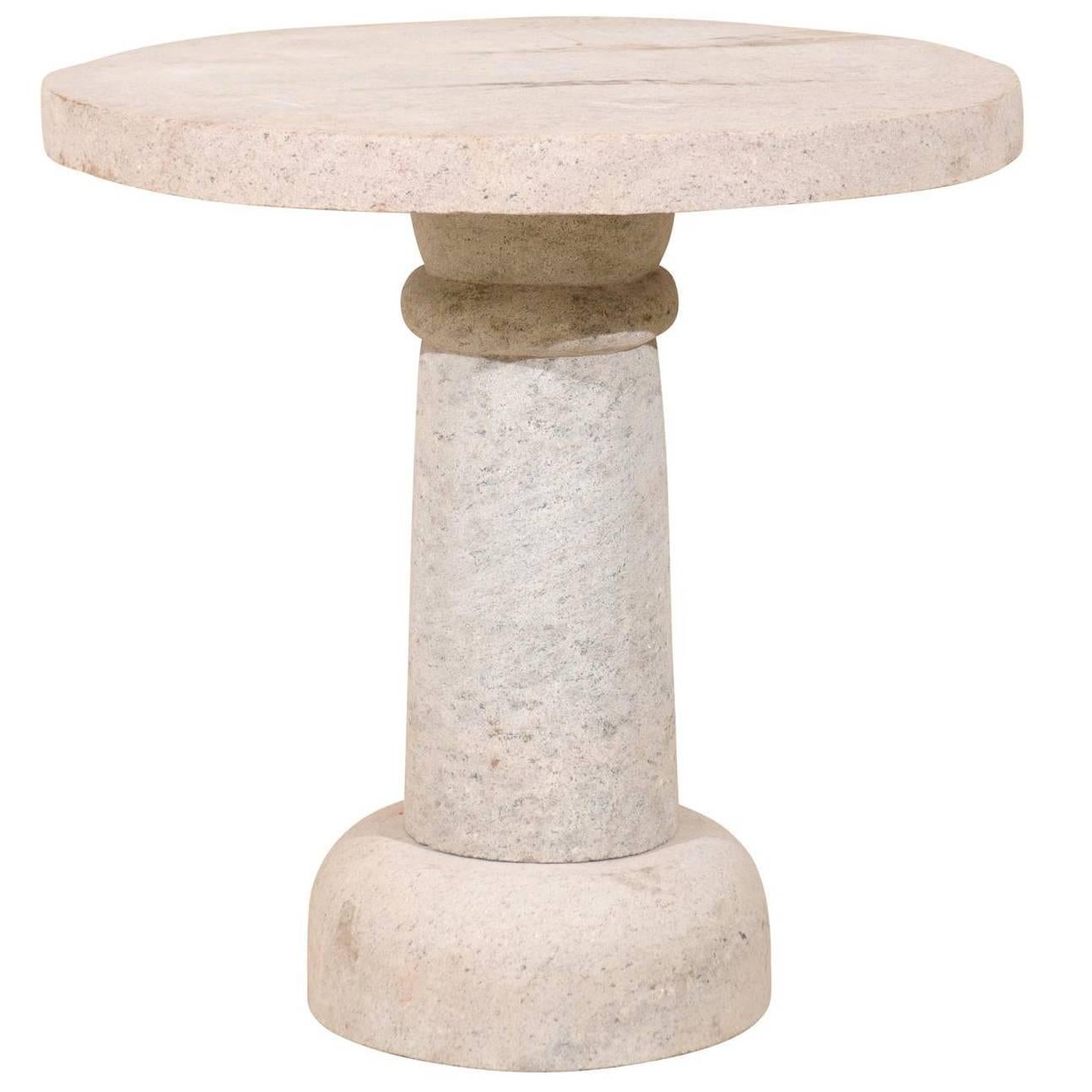 Round Granite Contemporary Indoor/Outdoor Pedestal Table, Handmade
