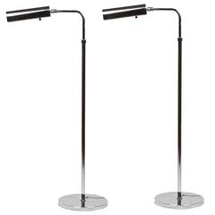Pair of Contemporary Design Chrome Standing Lamps 2