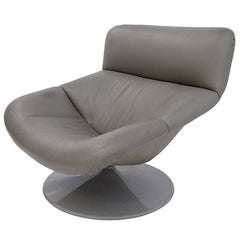 Artifort Modern Leather Swivel Lounge Chair by Geoffrey Harcourt