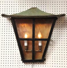 Pair of Pagoda Style Copper Wall Lanterns