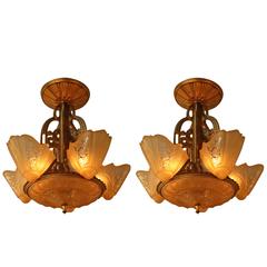 American Art Deco Chandelier by Lightolier