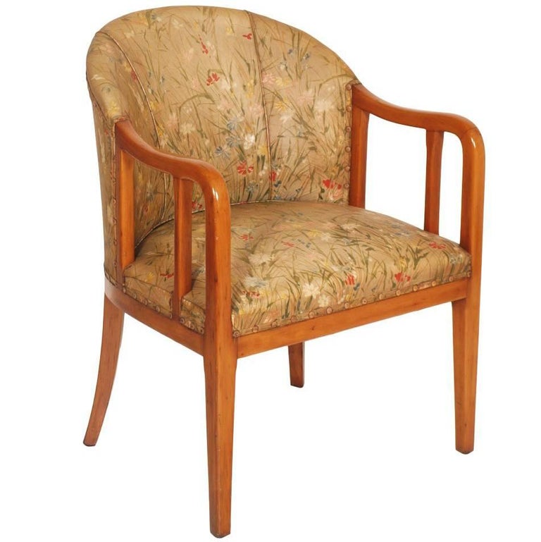 Early 20th Century Art Deco Walnut Armchair Jules Leleu attributed For Sale