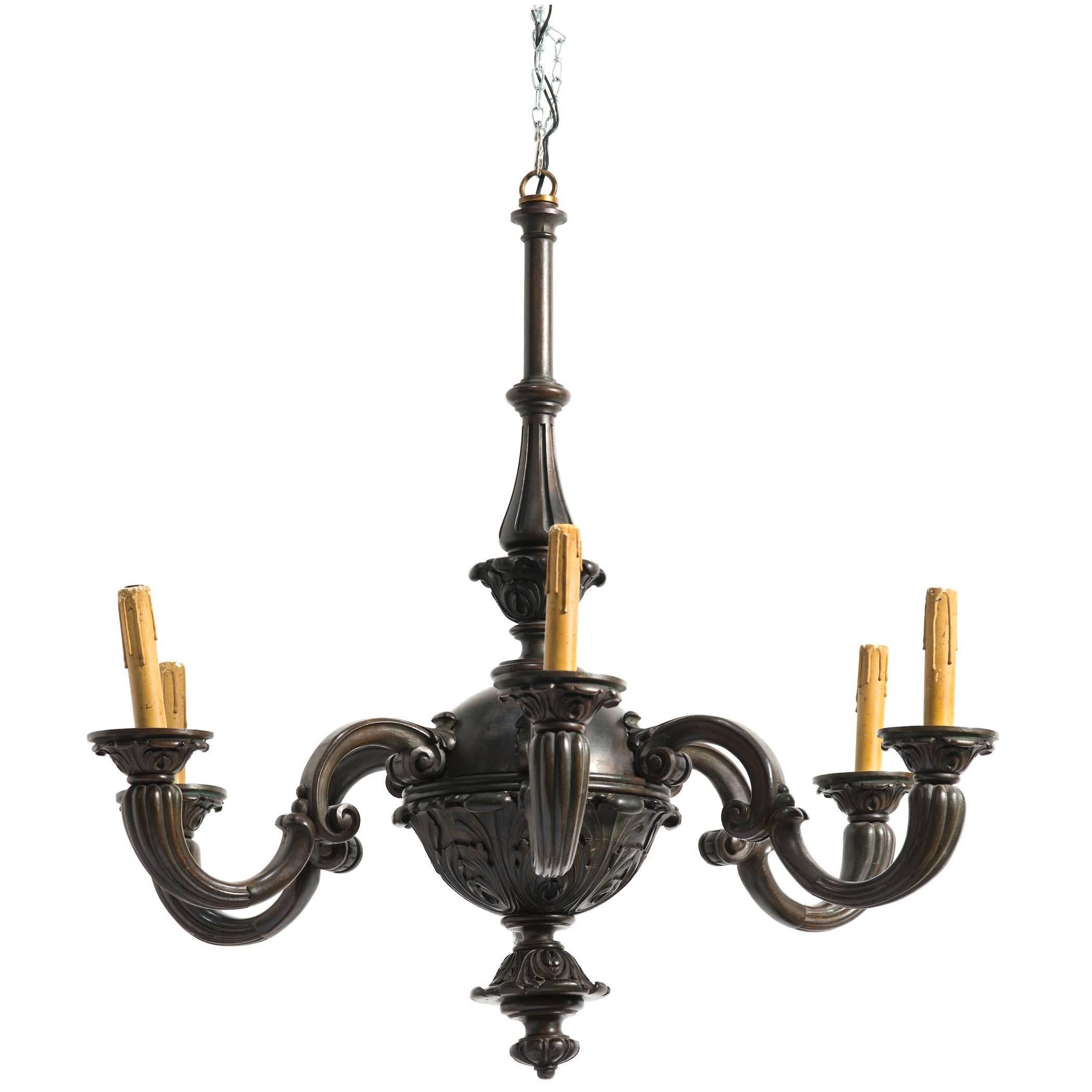 Carved Wood Chandelier