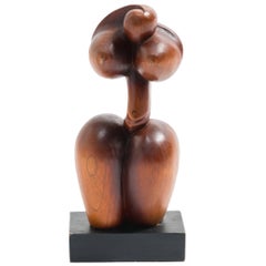 1960s Abstract Wood Statue of Female