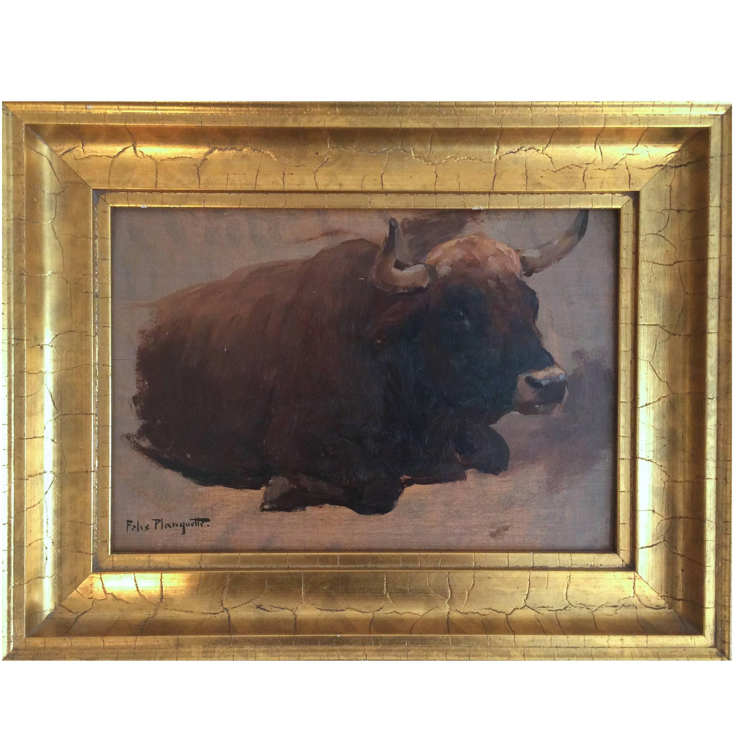 Felix Planquette, 19th Century Charming Study of a Bull