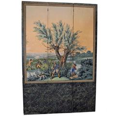 Antique 19th Century English Papier Peints Wallpaper Panels Screen