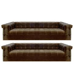 Vintage Edward Wormley Matching Pair of Biscuit Tufted Arm & Back Sofas, 1954