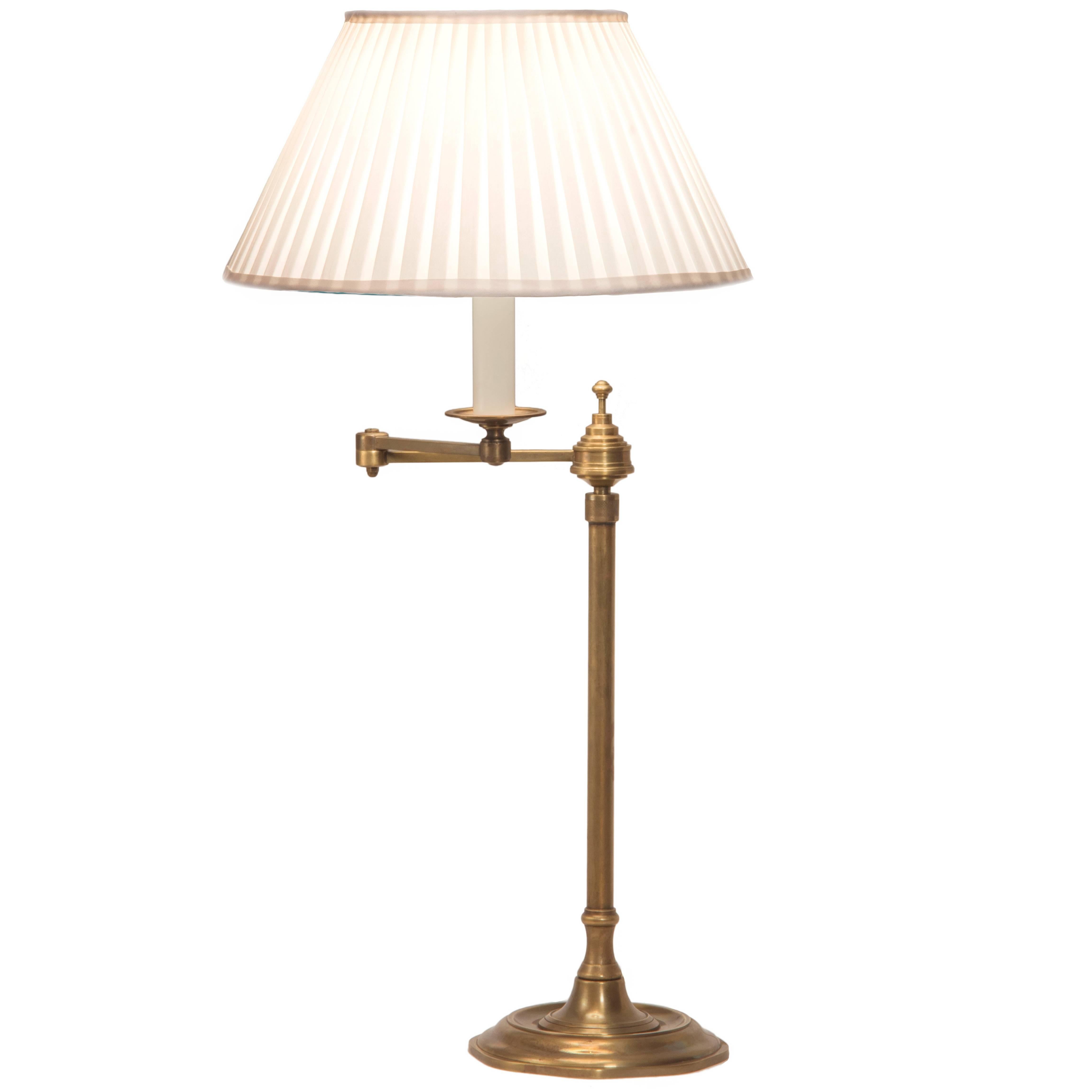Bronze Adjustable Butler Table Lamp with Shade by William Lipton Lighting For Sale