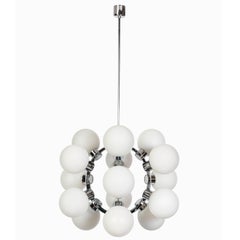 Grand 1970
s Mid-Century Modernist Fifteen Lights Atomic Chrome Sputnik