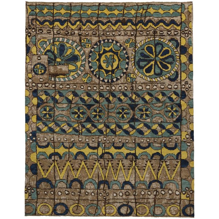 Contemporary Moroccan Area Rug With Colorful Zillij Tile Pattern