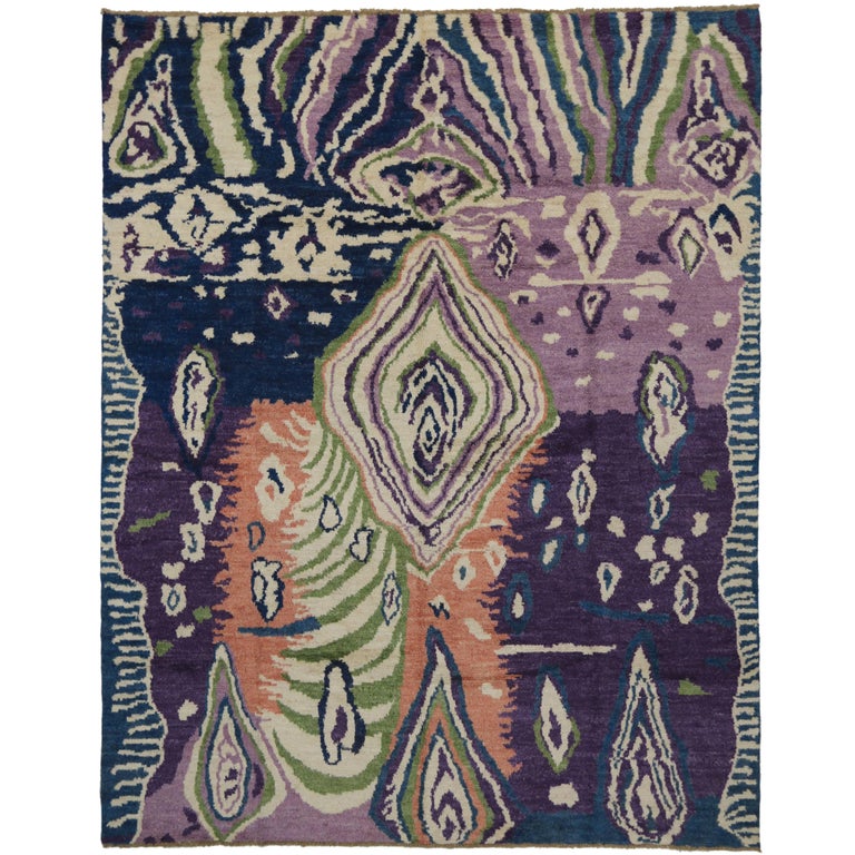 New Contemporary Moroccan Style Rug Inspired by Georgia O'Keeffe & Judy Chicago For Sale