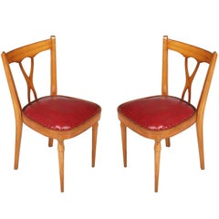 Vintage Italian Mid-Century Modern Side Chairs designer Melchiorre Bega attributed