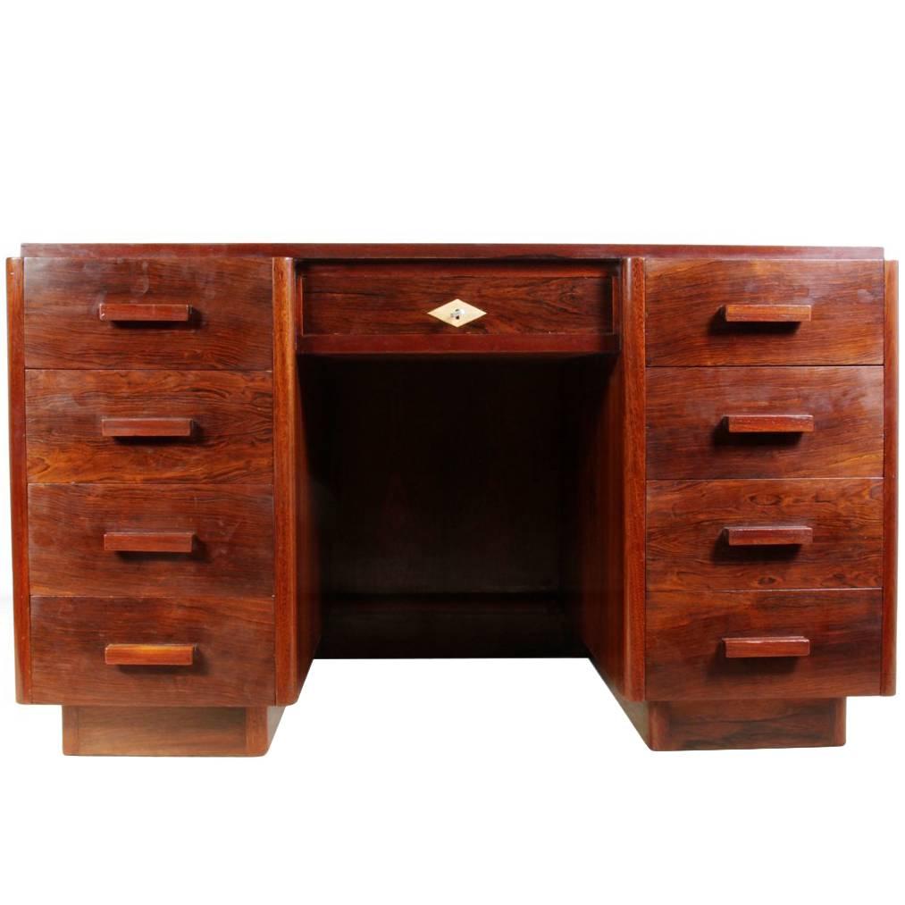 Art Deco Desk in Rosewood, French, circa 1920