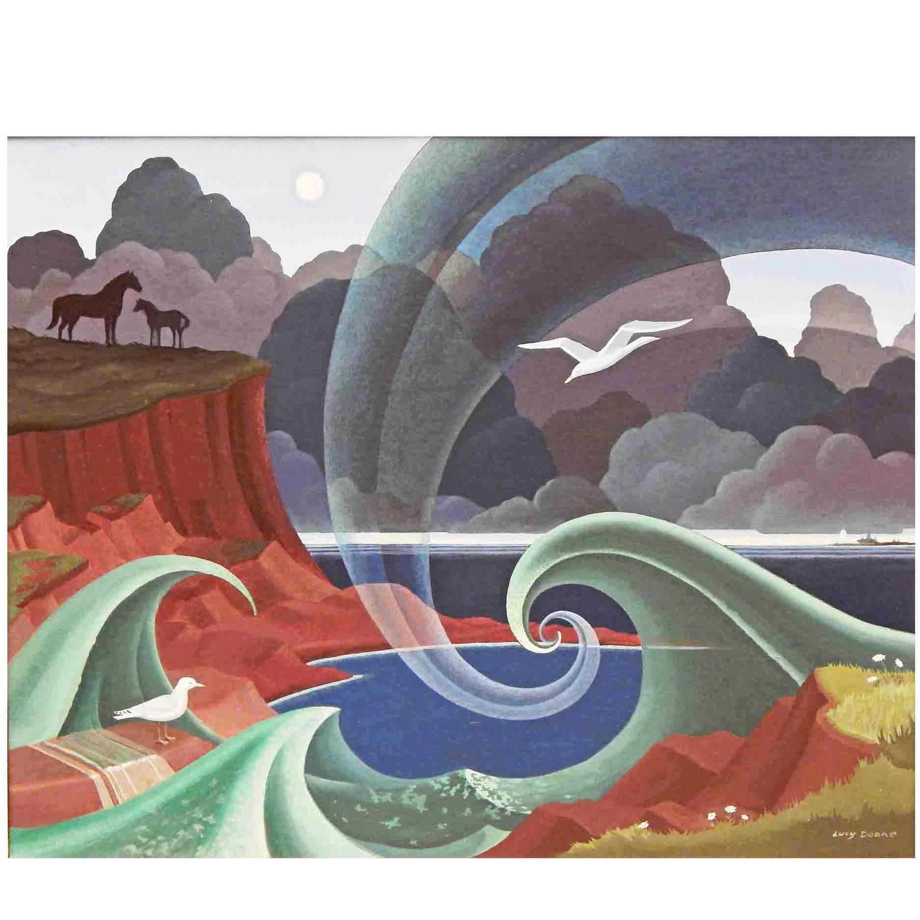 "Full Moon," Art Landscape Painting of New England