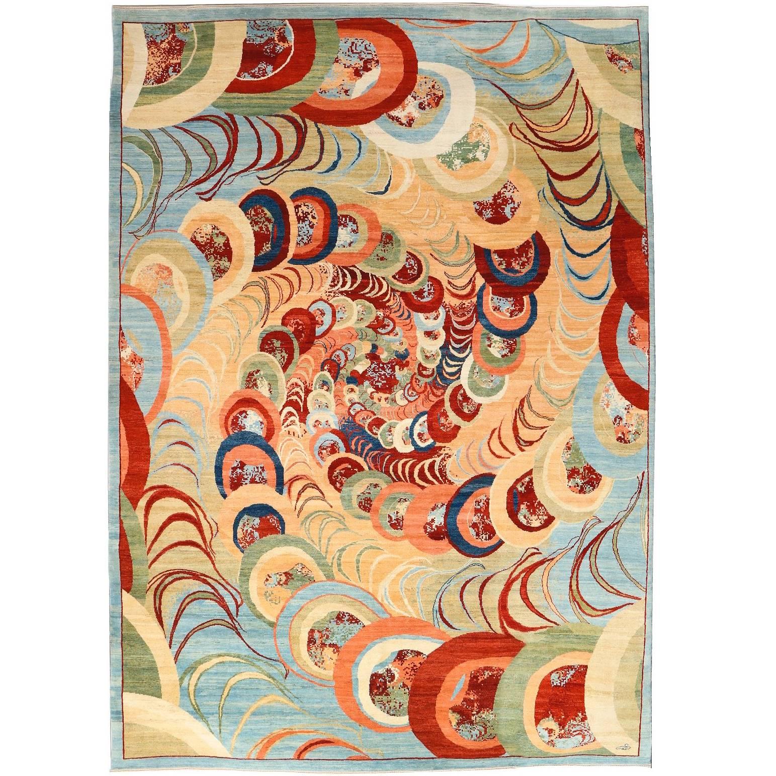 Orley Shabahang "Kaleidoscope" Tapis persan contemporain, 9' x 12'