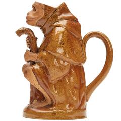 Salt Glazed Seated Monkey Teapot 19th Century 1