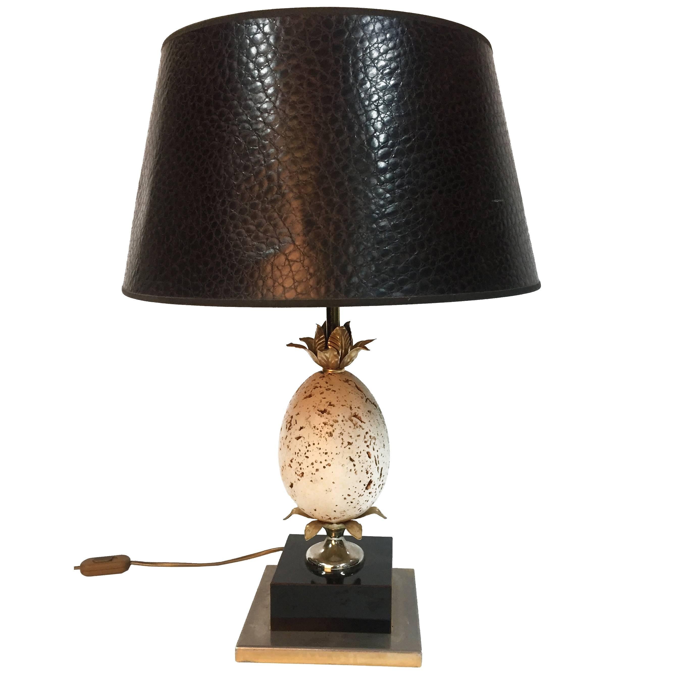 Stunning 1970s Ostrich Egg Table Lamp