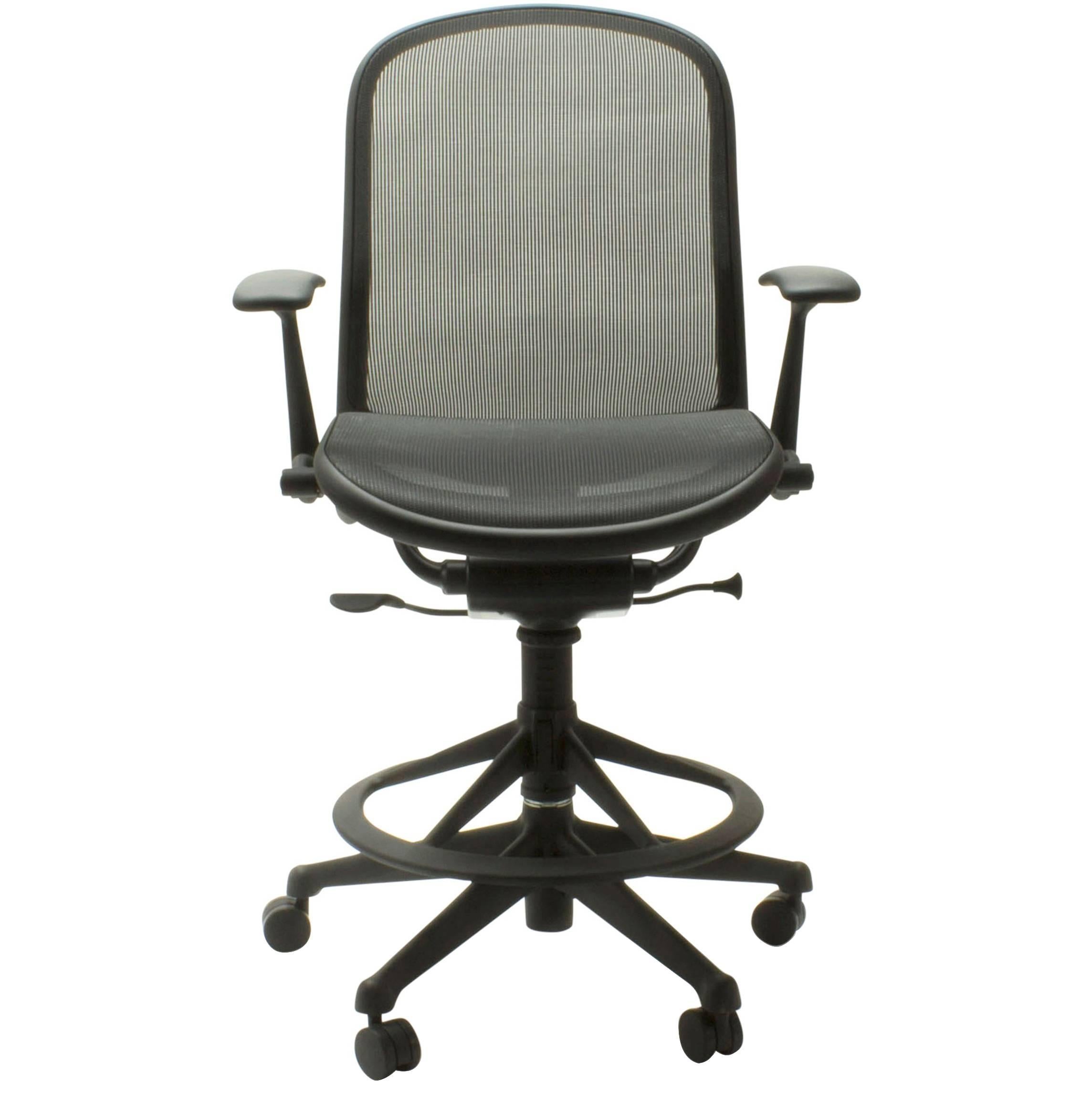 Black Don Chadwick Adjustable High Office Swivel Task Work Chair for Knoll, USA For Sale