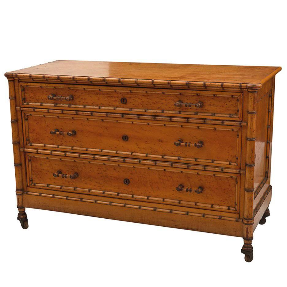 Faux Bamboo Birdseye Maple Dresser by R.J. Horner, circa 1880s