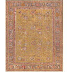 Late 19th Century Wool Hand-Woven Oushak Rug from West Anatolia