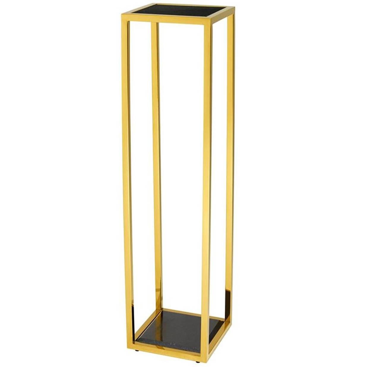 Orphy Colomn in Gold Finish or Polished Stainless Steel with Black Marble
