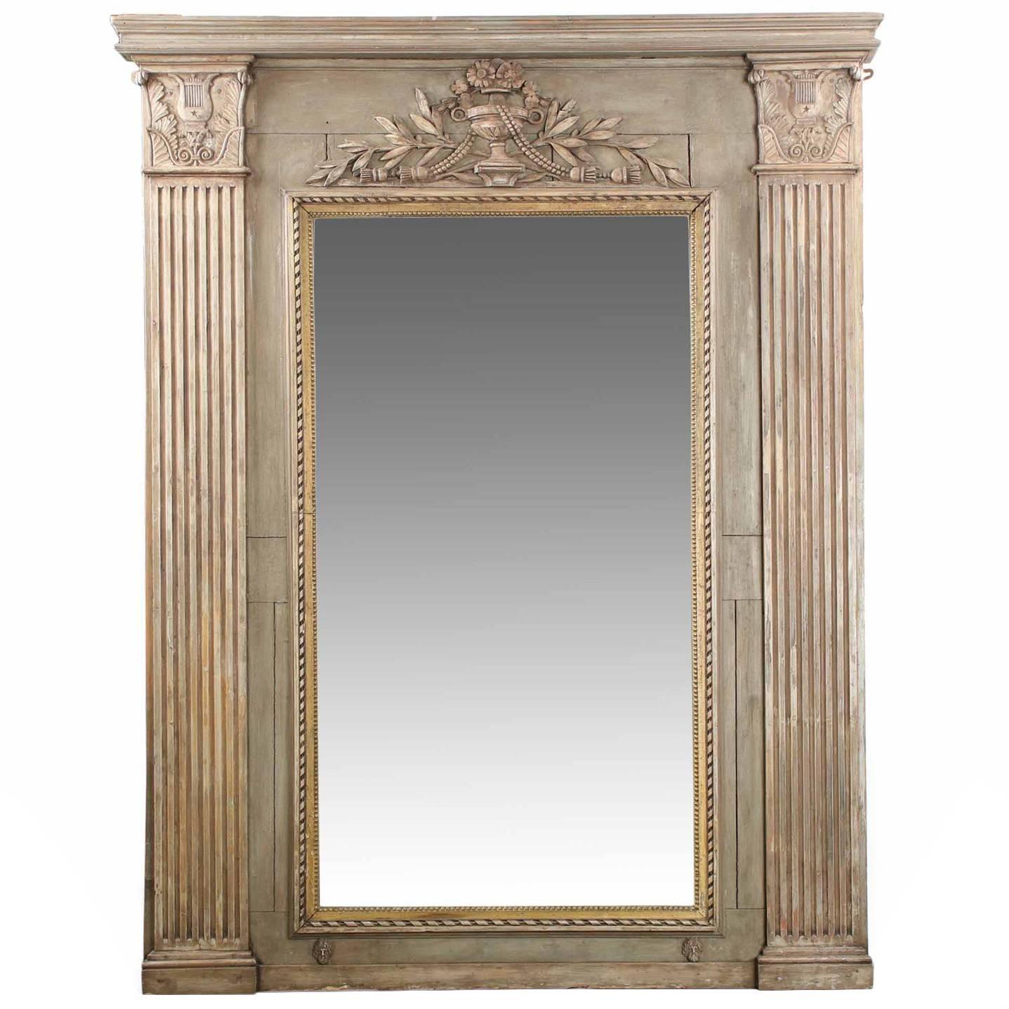 French Neoclassical Period Carved and Painted Wall Mirror