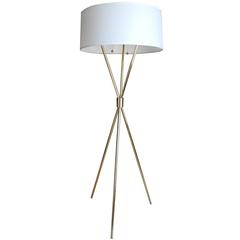 Mid-Century Modern Tripod Brass Floor Lamp by T.H. Robsjohn-Gibbings for Hansen 7