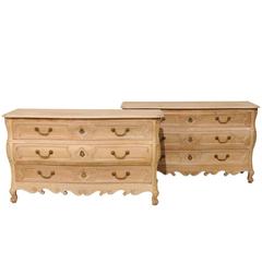 Pair of Don Rousseau Chests with Unusually Shaped Scalloped Skirts & Bombé Shape