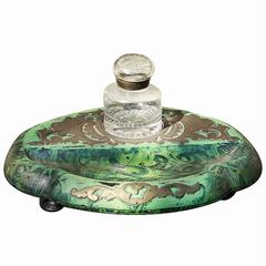 French Papier Mâché Inkwell in Faux Malachite with Ormolu Mounts, 19th Century 4
